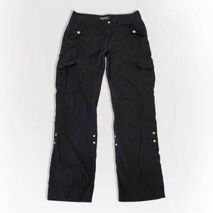Vintage 00s Black Baggy Cotton Cargo Pants